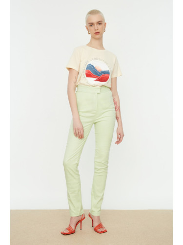 Модерен панталон - зелен - тънък