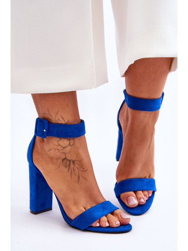 Suede High Heel Sandals Dark Blue Jacqueline