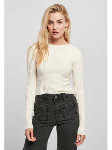 Women's sweater with short rib knit - white