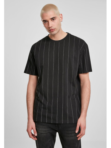 Oversized Pinstripe Tee Black