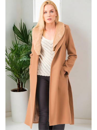 Z6671 DEWBERRY LADIES' COAT-PLAIN CAMEL