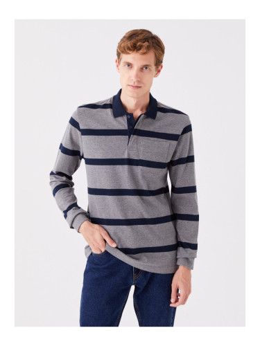 LC Waikiki Polo Neck Long Sleeve Striped Men's Sweatshirt