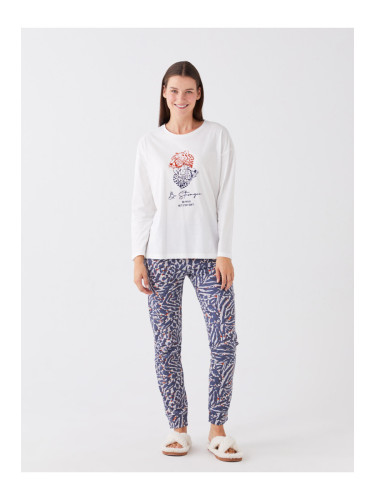 LC Waikiki Crew Neck Printed Long Sleeve Women's Pajama Set