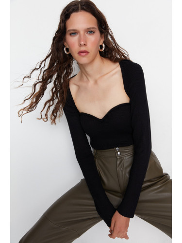 Trendyol черен сладък подробен трикотаж пуловер