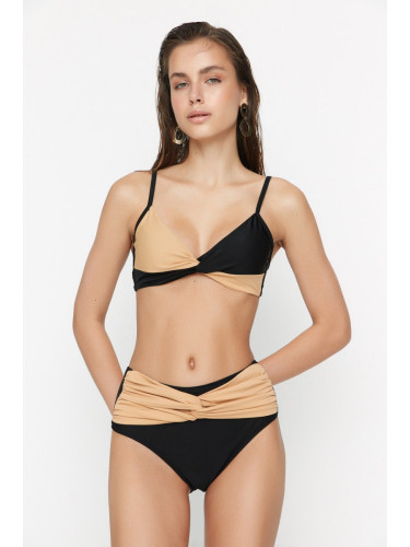 Trendyol десет висока талия драпирани възел подробни бикини дъна