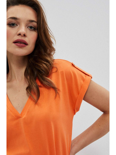 Marisse Cotton V-Neck Blouse L-Ts-3742 Melon