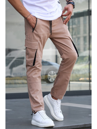 Madmext Beige Cargo Pocket Jogger Pants 5791