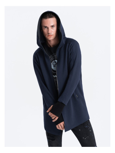 Ombre Longer men's unbuttoned sweatshirt with spacious hood PRAGA