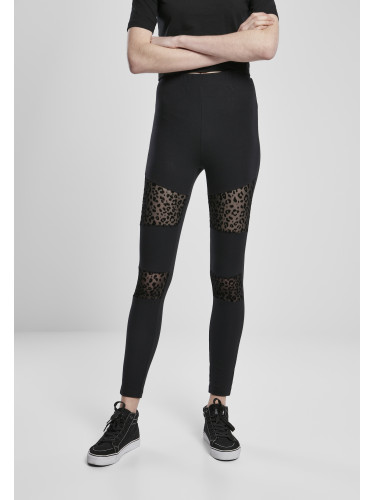 Women's Leggings Flock Lace Inset Black