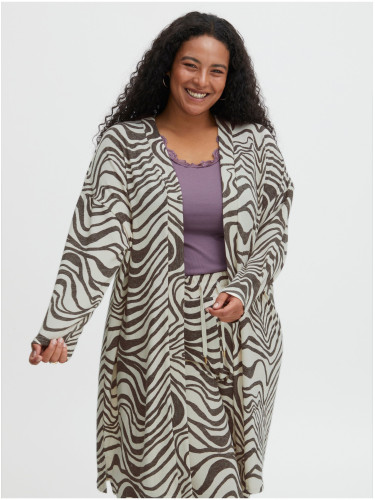 Brown-White Patterned Ladies Cardigan Fransa - Ladies