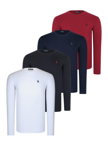 QUADRUPLE SET T8588 DEWBERRY ROUND NECK MEN'S SWEATSHIRT-BLACK-NAVY-WHITE-BURGUNDY