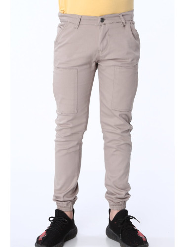 Boys' beige trousers with elastic band