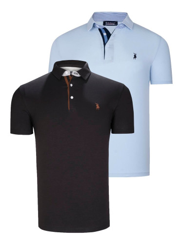 ДВОЕН КОМПЛЕКТ T8582 МЪЖКА ТЕНИСКА DEWBERRY-ЧЕРНО-БЕБЕШКО СИНЬО