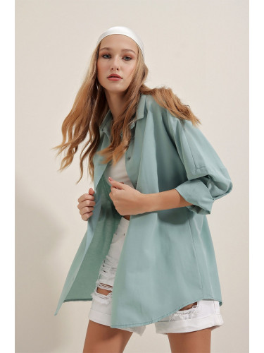 Bigdart 3900 Oversize Long Basic Shirt - Aqua Green