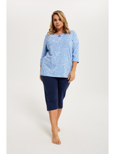 Women's pyjamas Cicada 3/4 sleeve, 3/4 leg - print/navy blue