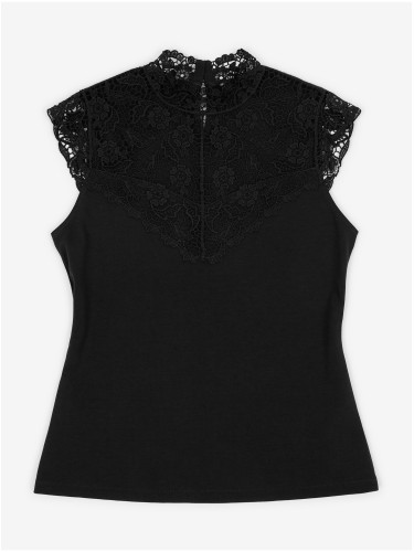 Black women's T-shirt with lace detail ORSAY