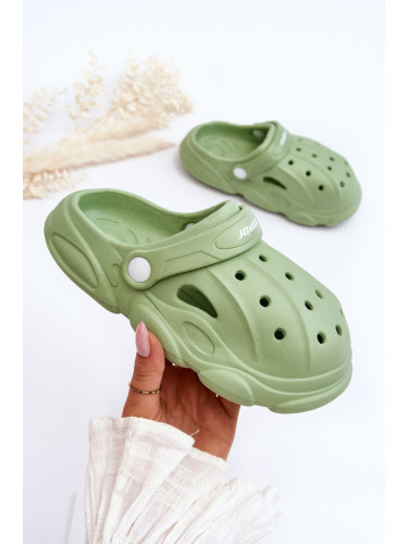 WJ1 Детски дунапренени чехли Crocs Green Cloudy