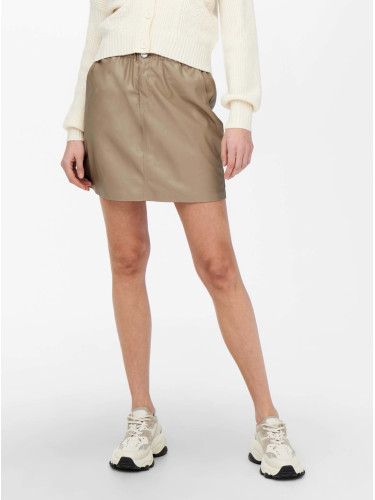 Beige women's faux leather short skirt ONLY Maureen