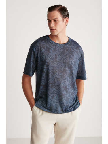 GRIMELANGE Lucas Comfort Navy Blue / Patterned T-shirt