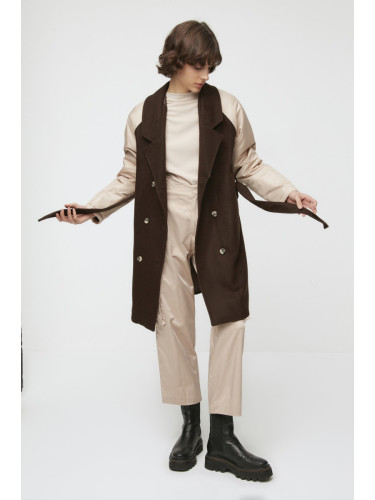 Trendyol кафяв ватиран ръкав подробни кашета палто