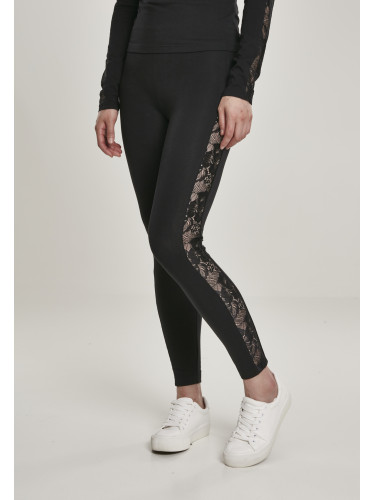 Women's Striped Lace Leggings Black