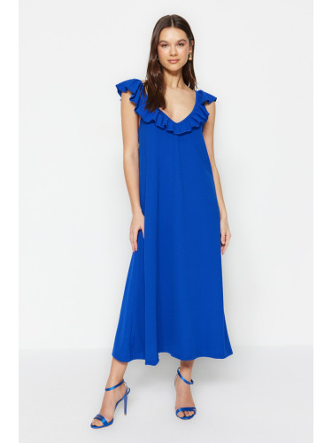 Trendyol саксофон къдрава яка подробни басейн врата Midi трикотажна рокля