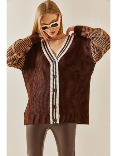 XHAN Brown Buttons Knitted Cardigan