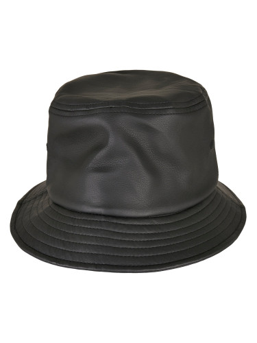 Imitation leather hat black