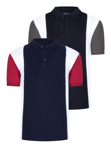 DUO SET T8596 DEWBERRY MEN'S TSHIRT-BLACK-NAVY BLUE