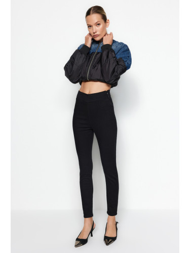 Trendyol черна талия подробни висока талия Jegging дънки