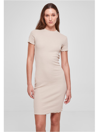 Women's dress with ribbing beige