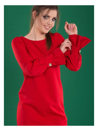 Dress with flared sleeves red