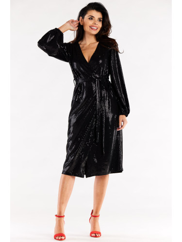 Awama Woman's Dress A564 Black/Dots