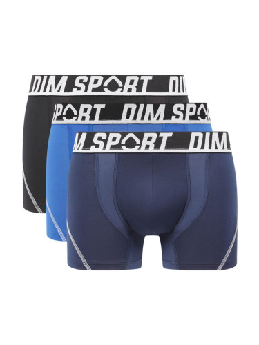 DIM SPORT MICROFIBRE BOXER 3x - Men's Sports Boxer Shorts 3 pcs - Black - Blue