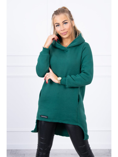 Insulated sweatshirt with a long back part dark green