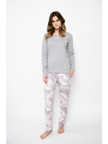 Aloe women's pajamas long sleeves, long legs - melange/print