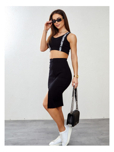 Summer black ribbed knit