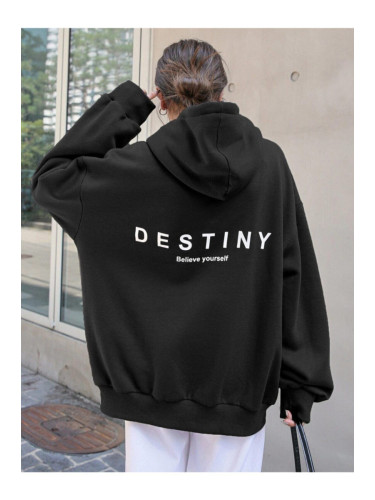 Know Destiny Design Printed Sweatshirt Blac