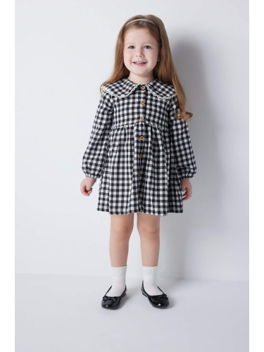 DEFACTO Regular Fit Plaid Long Sleeve Woven Dress