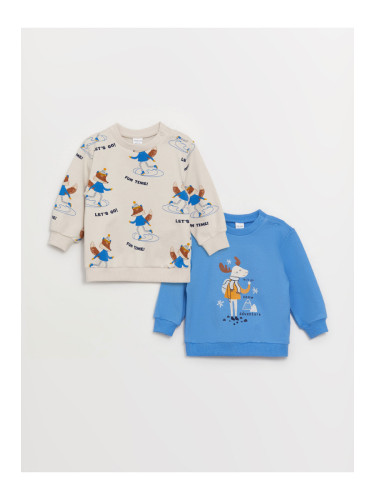 LC Waikiki Crew Neck Printed Long Sleeve Baby Boy Sweatshirt 2 Pack