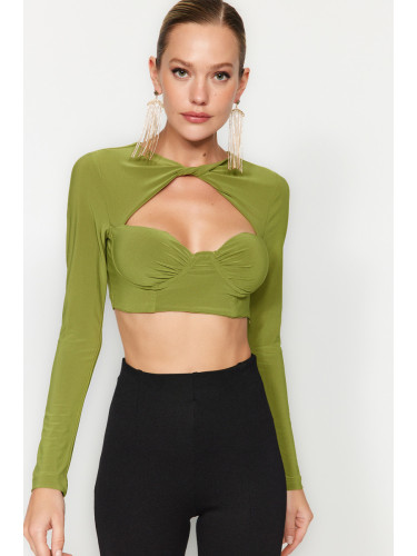 Trendyol Green Chest Cup Window / Cut Out Detailed Knitted Blouse