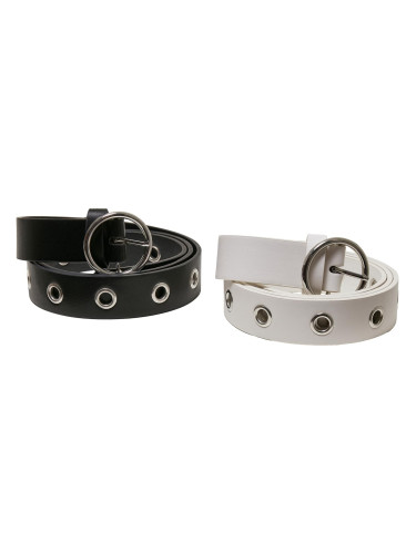 Synthetic leather eyelet strap 2 packs black/white