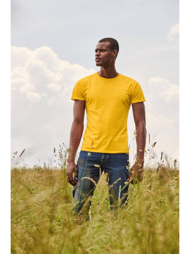 Yellow Iconic Combed Cotton T-shirt Fruit of the Loom