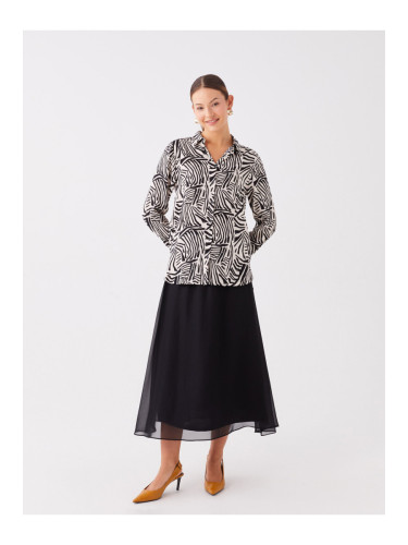 LC Waikiki Women's Plain Chiffon Skirt with Elastic Waist.