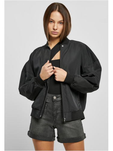 Women's Recycled Oversized Light Bomber Jacket Black