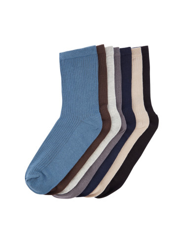 Trendyol Multi-Colored 7-Pack Plain Textured Ankle-Long Socks