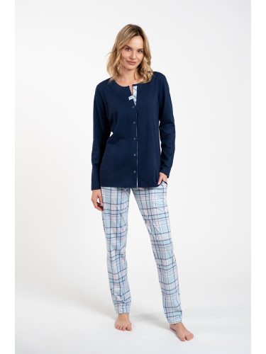 Women's pyjamas Emilly, long sleeves, long pants - navy blue/print