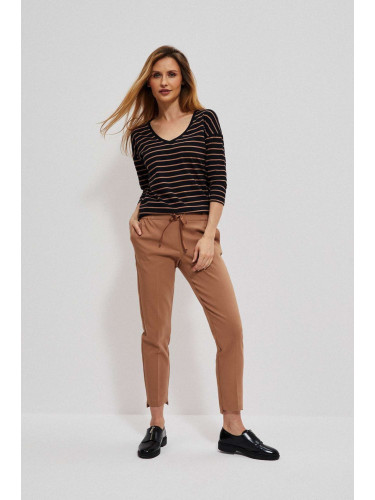 Панталон с вратовръзка - бежов