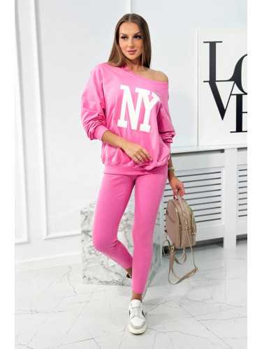 Cotton set sweatshirt + leggings pink