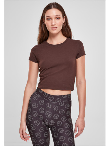 Women's stretch jersey Cropped Tee brown